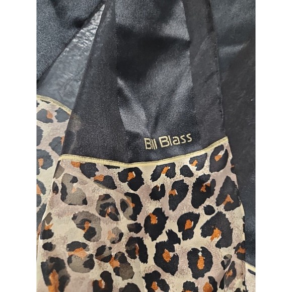 Nwt Bill Blass Vintage 100% Silk Black Cheetah Print Rectangular Scarf 52 X 12 - Picture 4 of 7